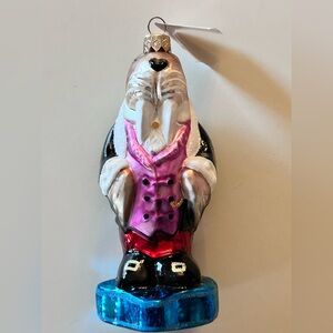 Christopher Radko Festive Walrus Ornament with Blue and Black Accents